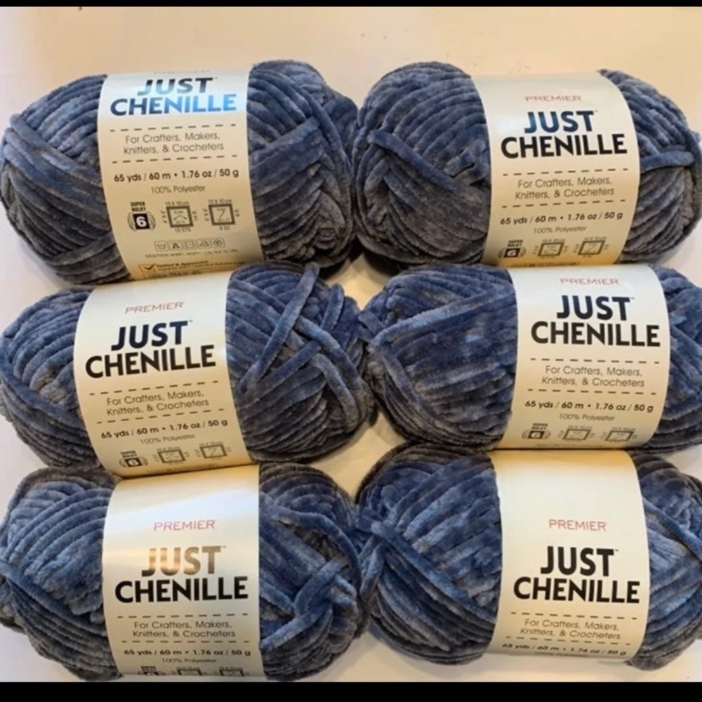 6 Skeins Premier Yarn chenille gray grey